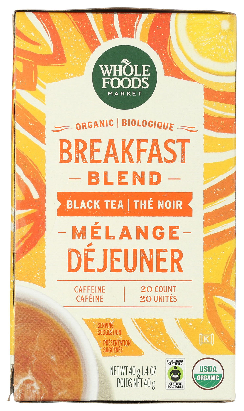 Whole Foods Market Organic Black Tea leaves create a smooth, crisp base