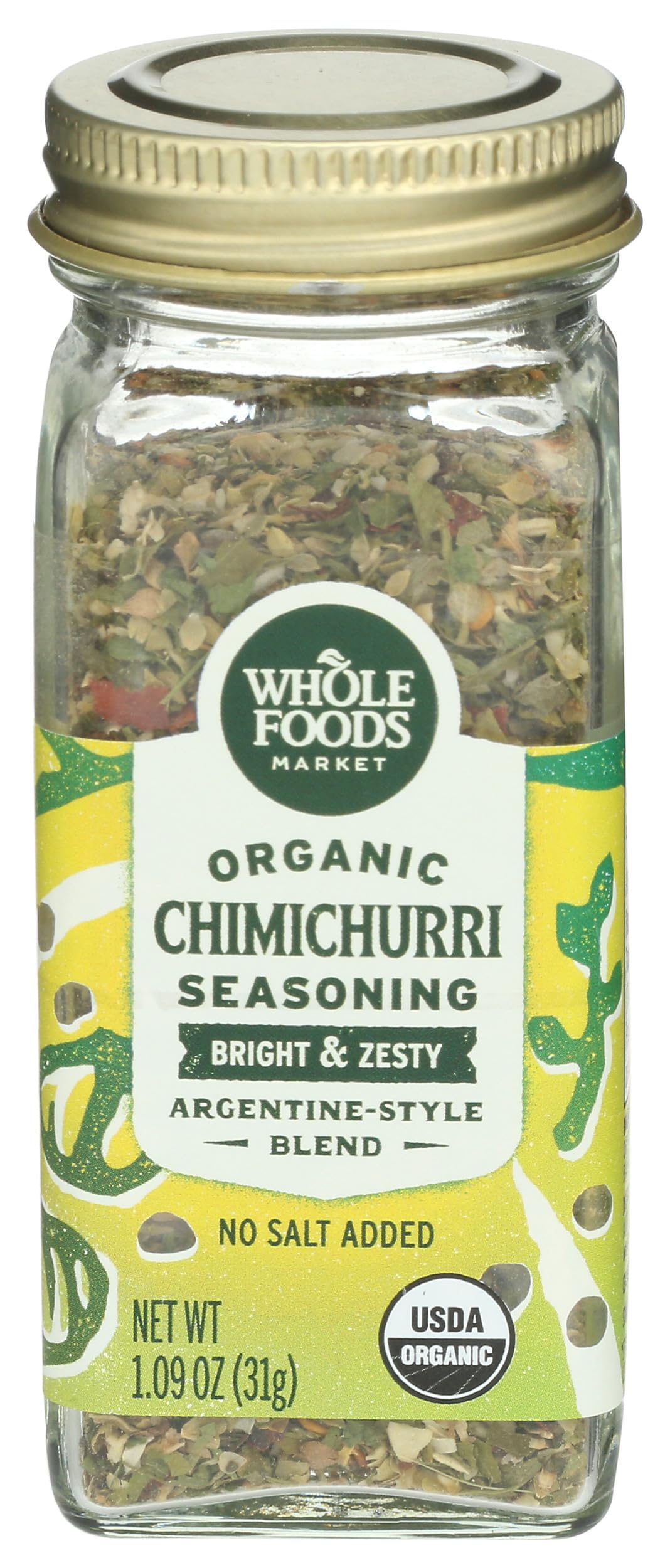 Whole Foods Market Organic Chimichurri Seasoning bottle for quick flavor boosts
