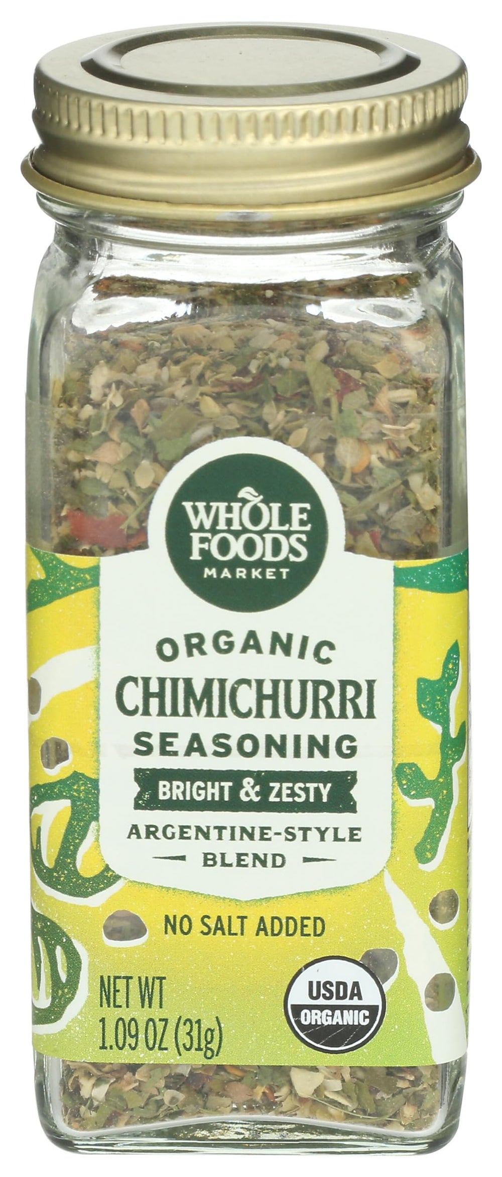 Whole Foods Market Organic Chimichurri Seasoning bottle for quick flavor boosts