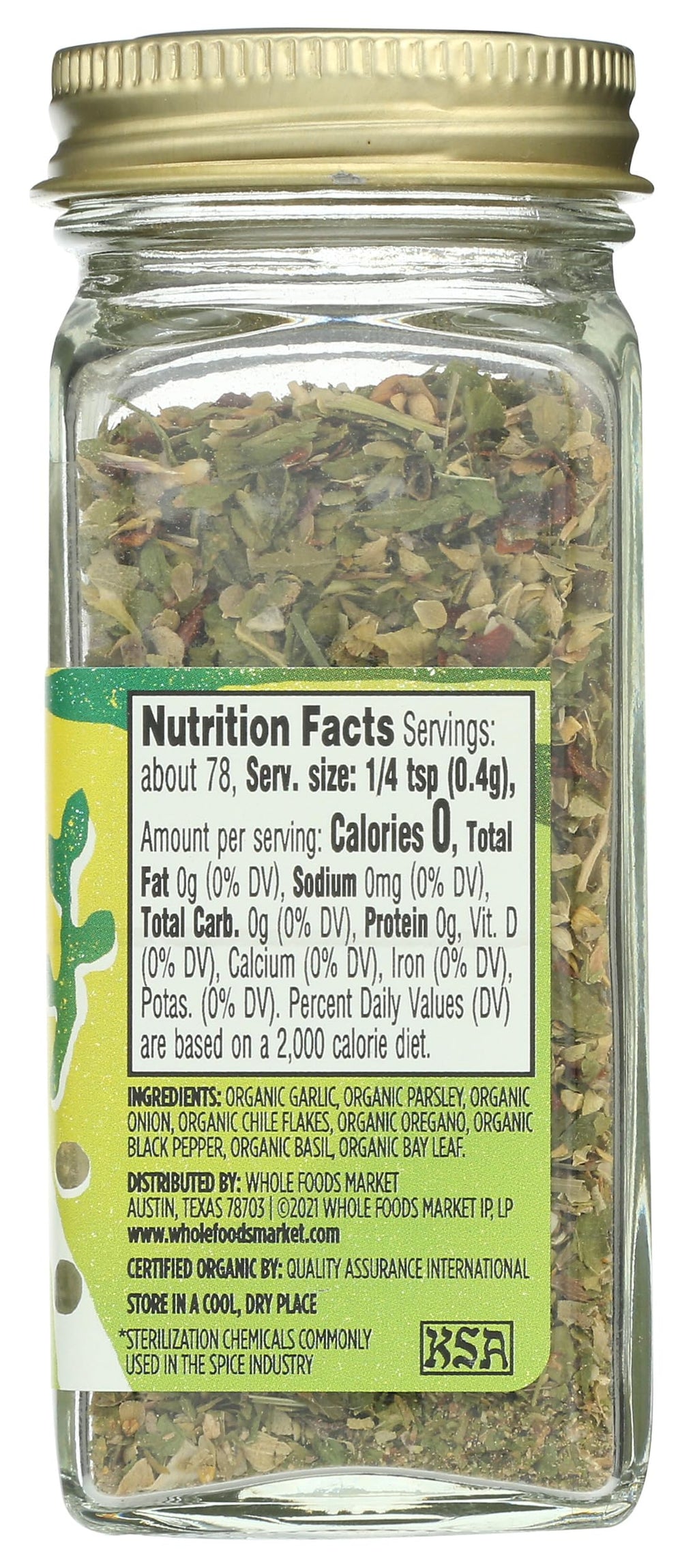 Whole Foods Market Organic Chimichurri Seasoning bowl-dispensed for bright finishing touches