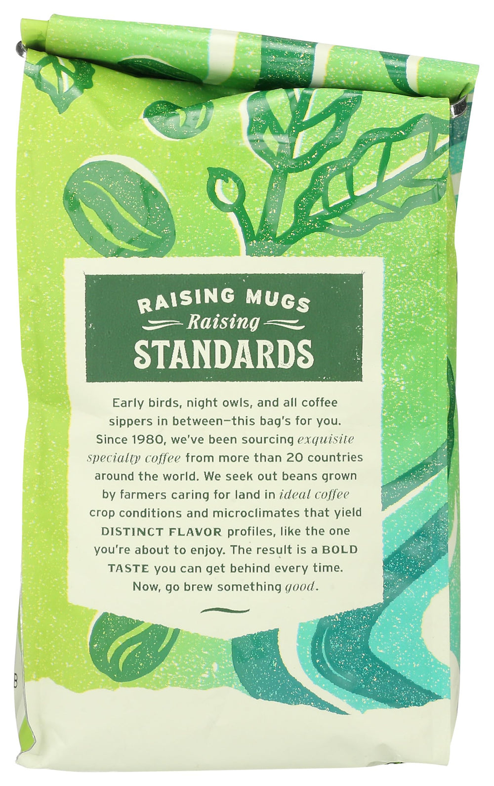 Closeup of Whole Foods Market Organic Early Bird Blend coffee beans