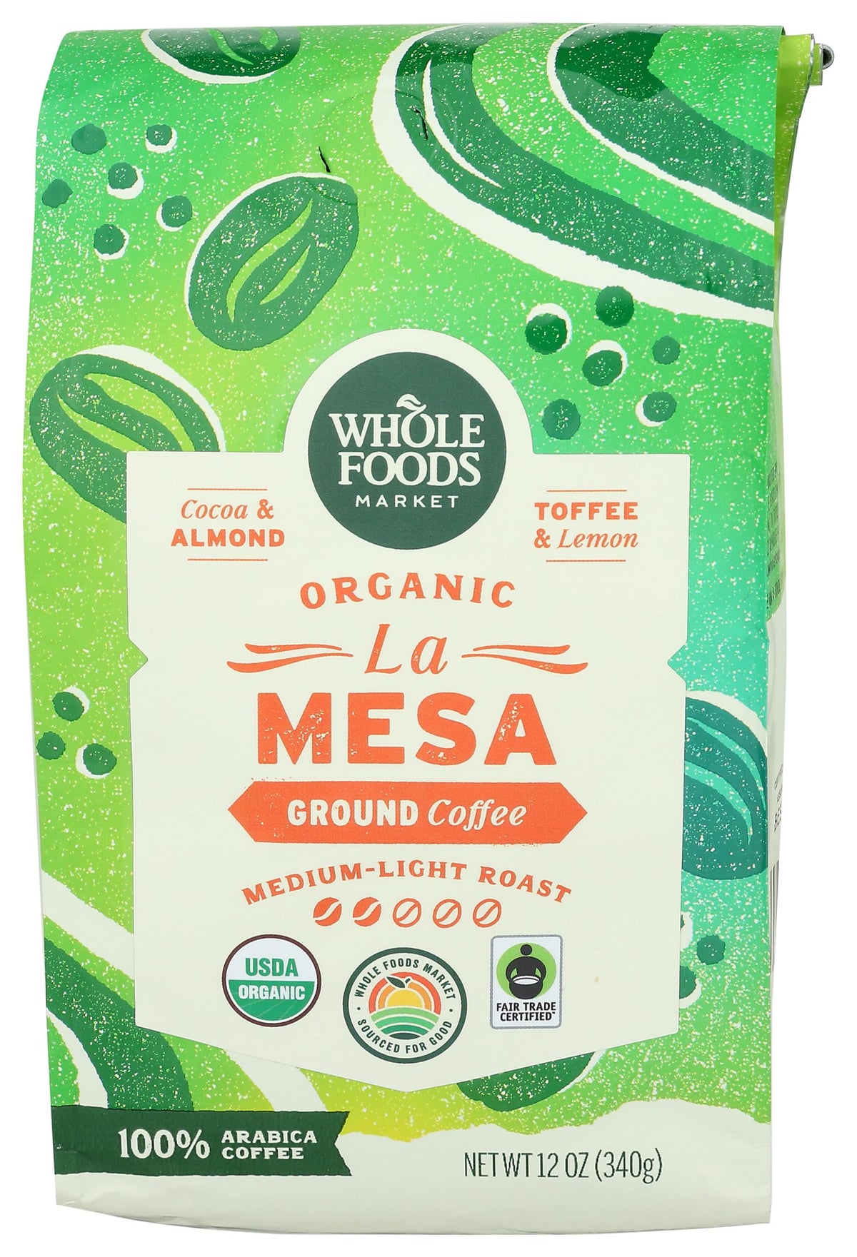 Whole Foods Market Organic La Mesa coffee bag with fresh aroma for mornings
