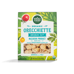 Whole Foods Market Organic Orecchiette Rigate, pack shot showing premium ingredients and convenient size.