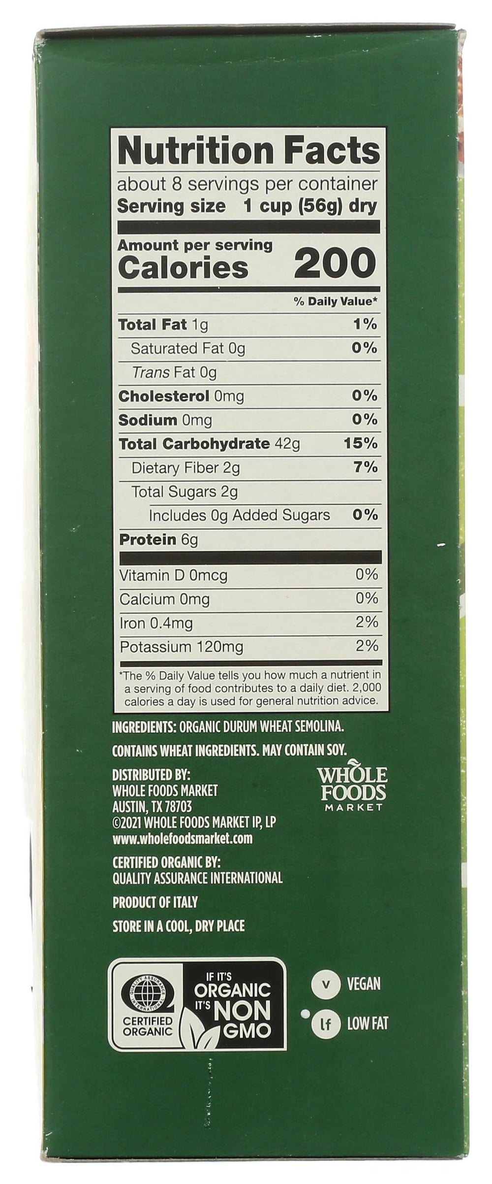 Whole Foods Market Organic Rigatoni bronze-cut texture enhances sauce clinging.