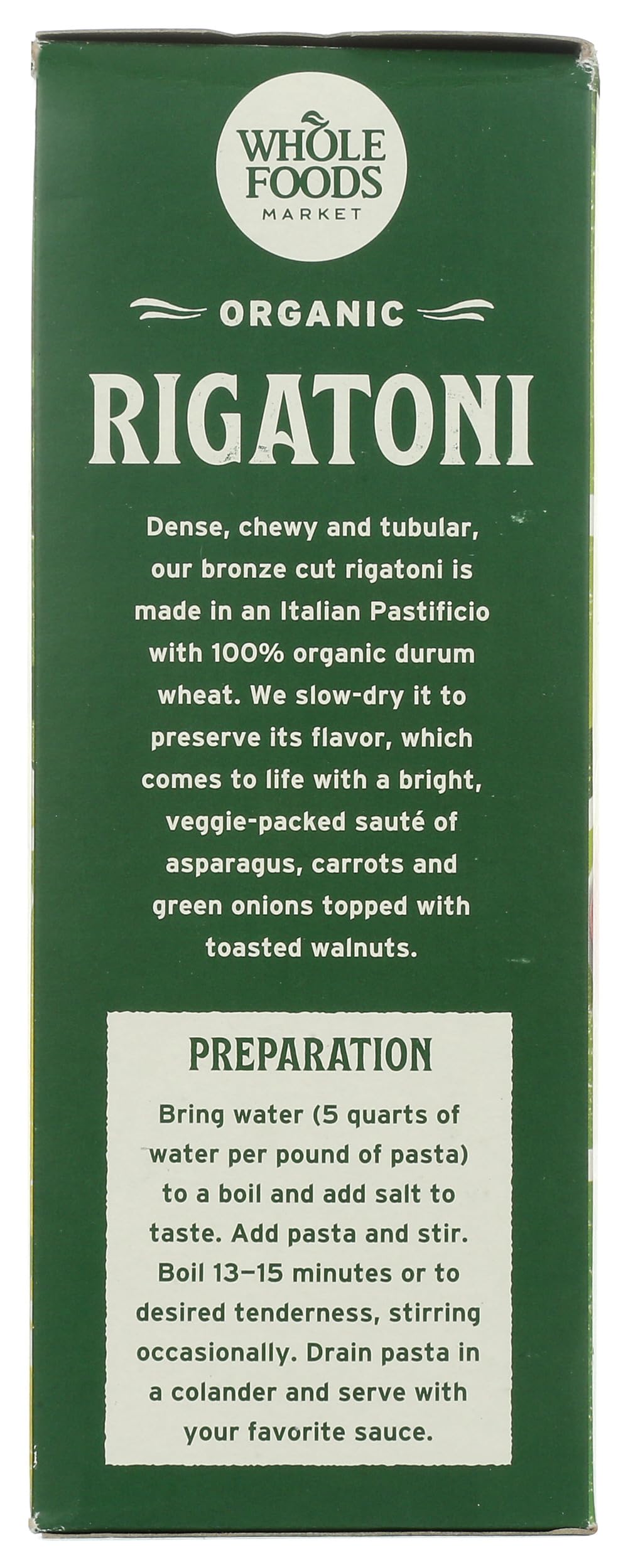 Whole Foods Market Organic Rigatoni cooks evenly for satisfying pasta bowls.
