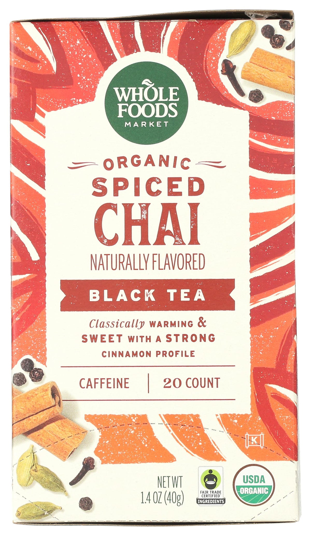 Whole Foods Market Organic Spiced Chai Tea Bags 20-count for a cozy afternoon