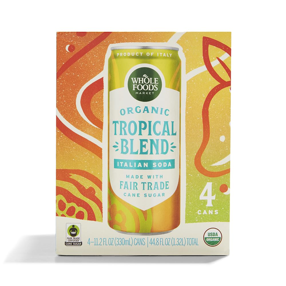 Whole Foods Market Organic Tropical Blend Italian Soda bottle with a refreshing tropical pour.