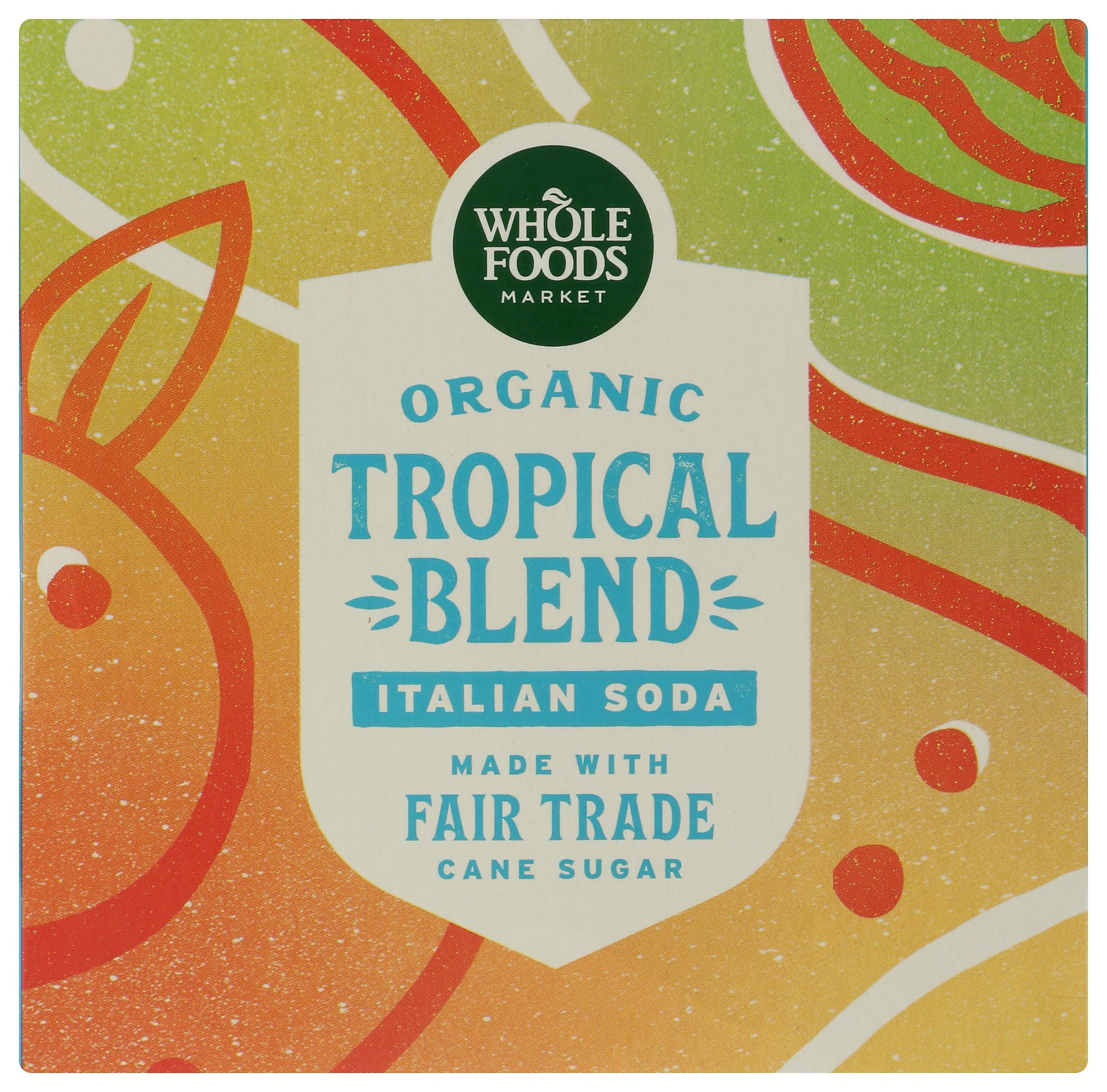 Whole Foods Market label close-up highlighting organic ingredients for a clean, natural flavor.