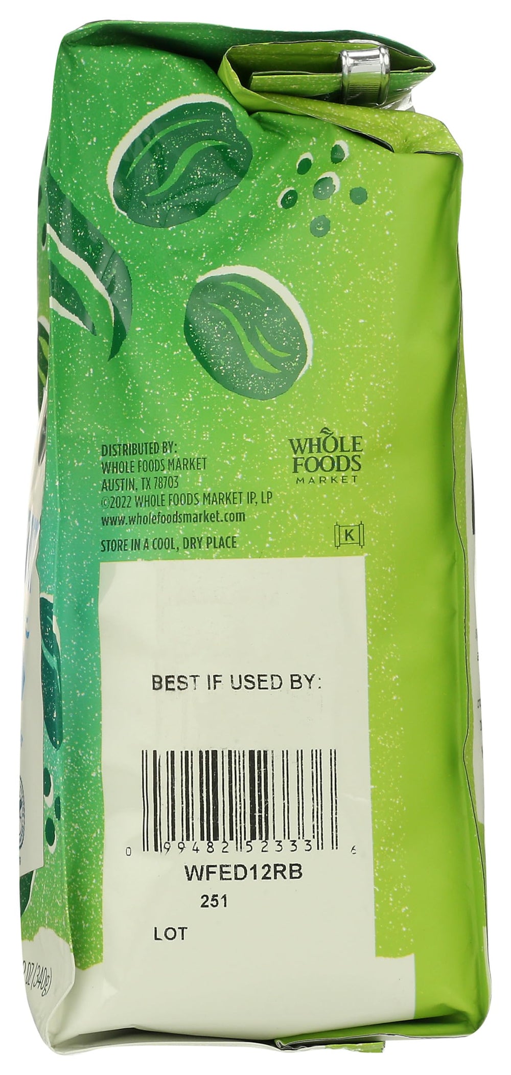 Whole Foods Market Rainforest Blend certification seal signals sustainable sourcing.