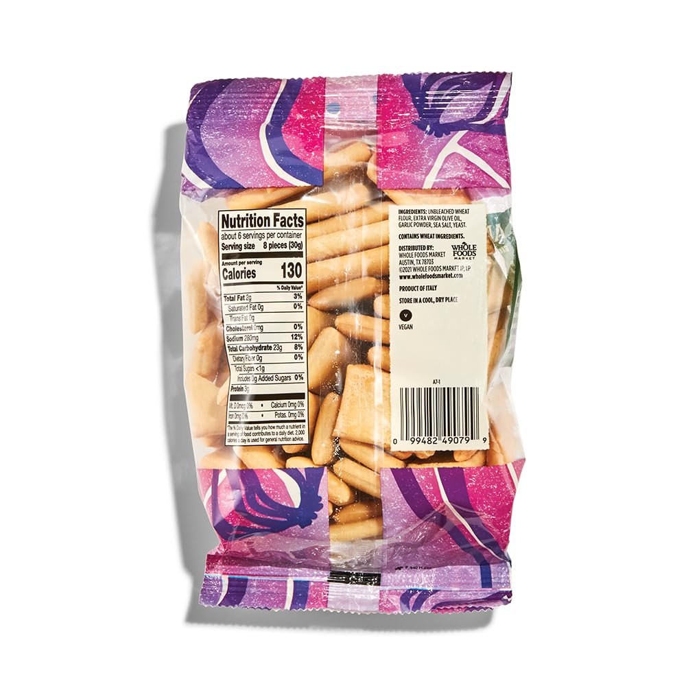 Whole Foods Market Rustic Italian Crackers coated with extra virgin olive oil for richer bite and aroma.