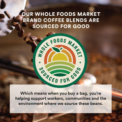 Whole Foods Market Sierra Blend cup showcasing dark chocolate and caramel notes