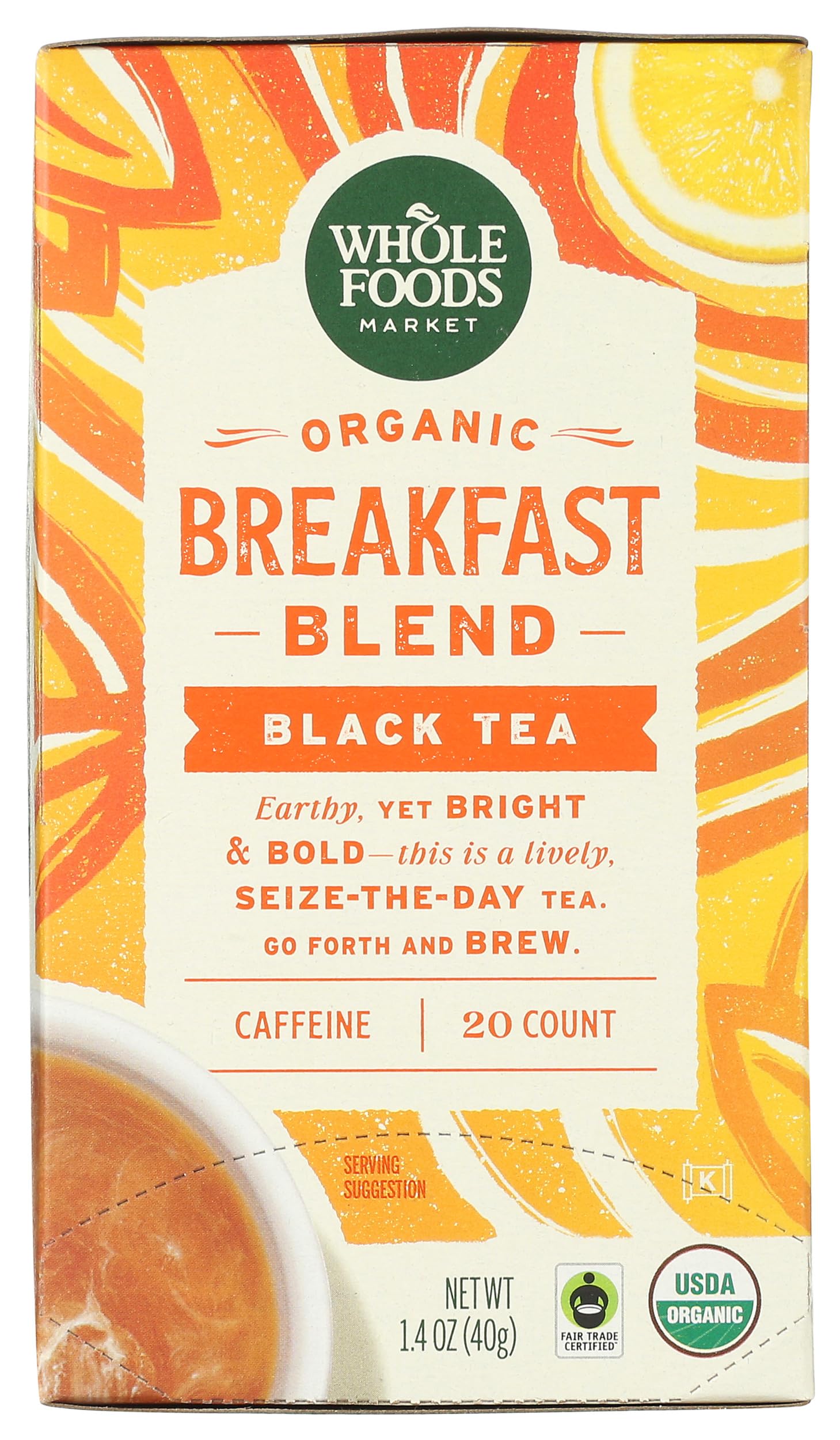 Whole Foods Market Black Breakfast Tea bags ready for a brisk morning brew
