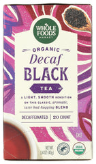 Whole Foods Market black decaf organic tea pack for relaxing evenings