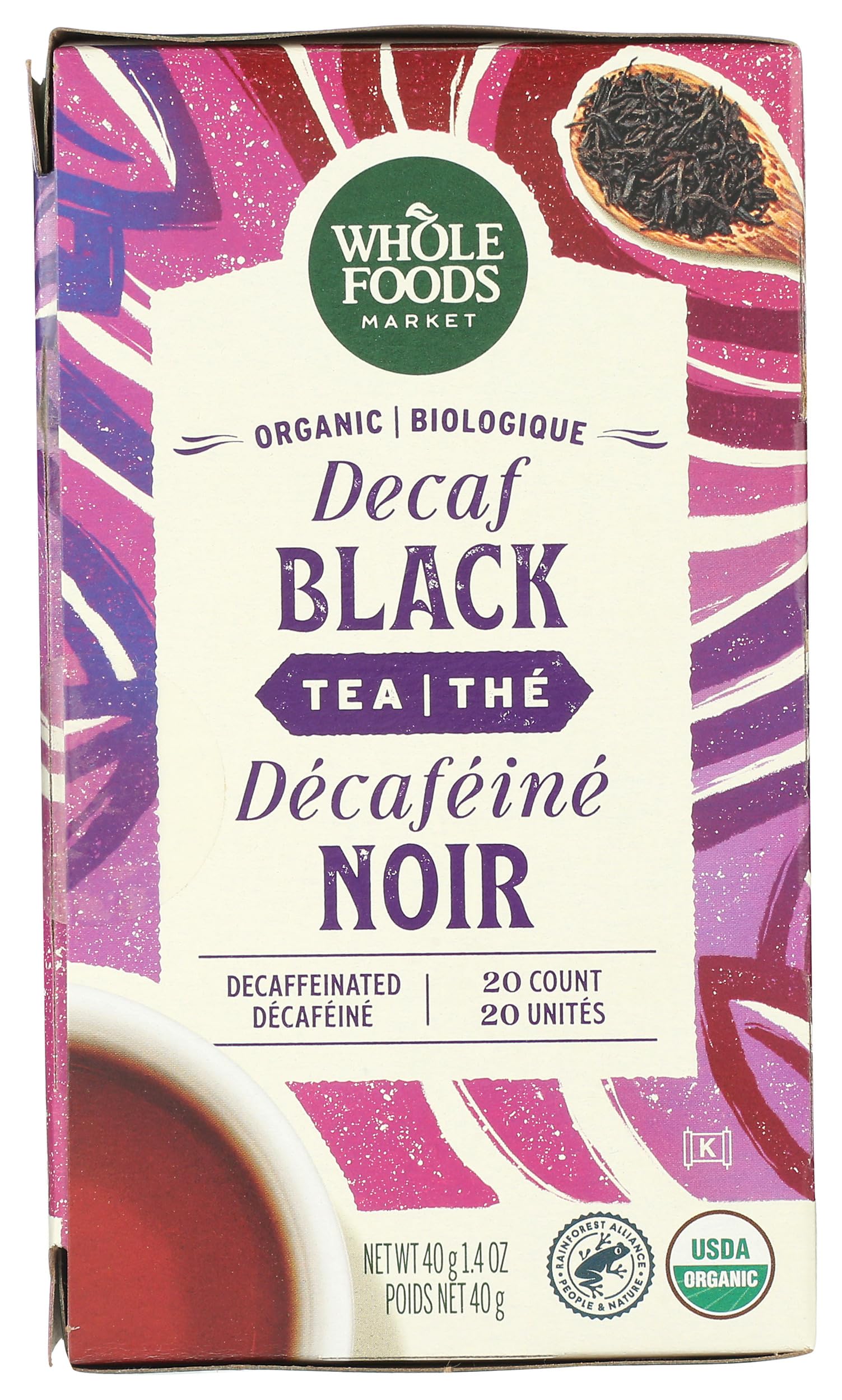 Whole Foods Market tea bags ready for quick, caffeine-free brewed moments