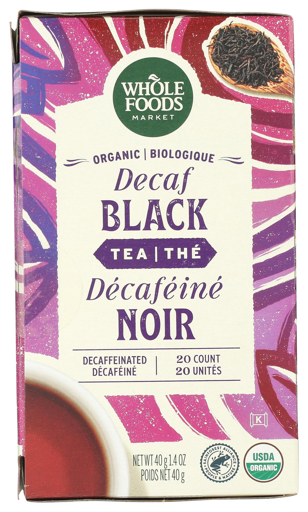 Whole Foods Market tea bags ready for quick, caffeine-free brewed moments