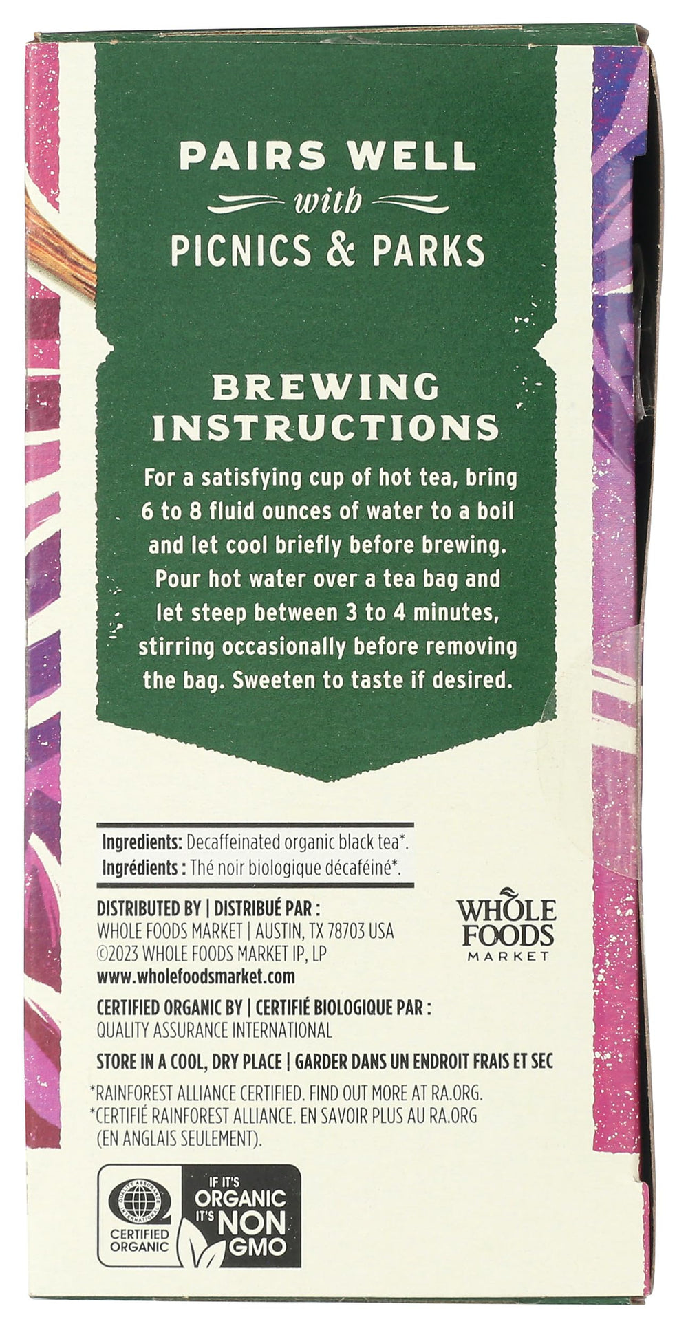Whole Foods Market tea leaves closeup highlights organic origins and quality