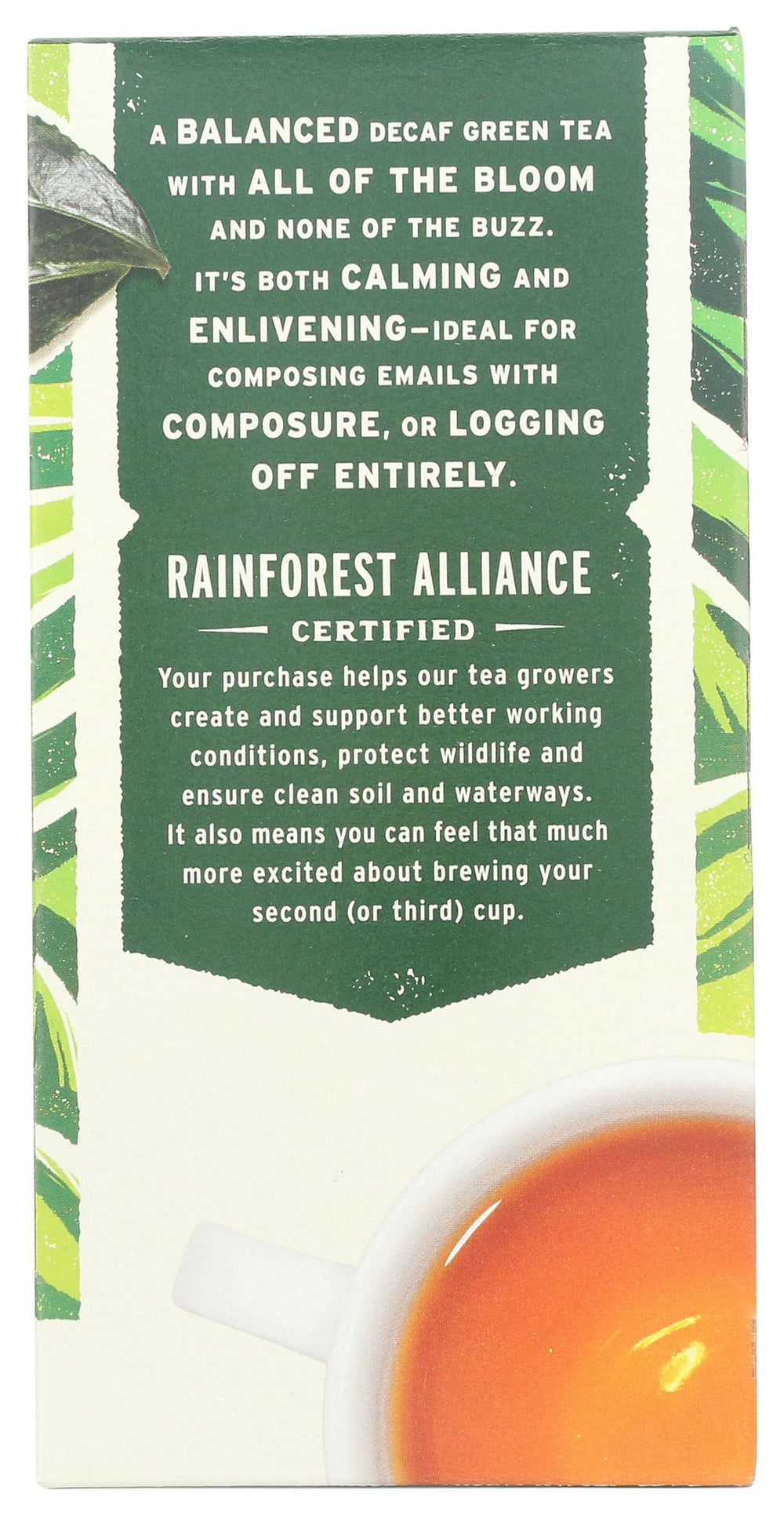 Brewing a cup of Whole Foods Market green decaf tea to enjoy a soothing aroma.