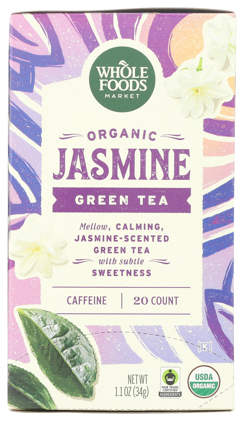 Whole Foods Market Green Jasmine Organic aroma wafts for a calming tea moment.