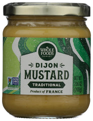 Whole Foods Market traditional Dijon mustard jar for sandwiches and spreads.