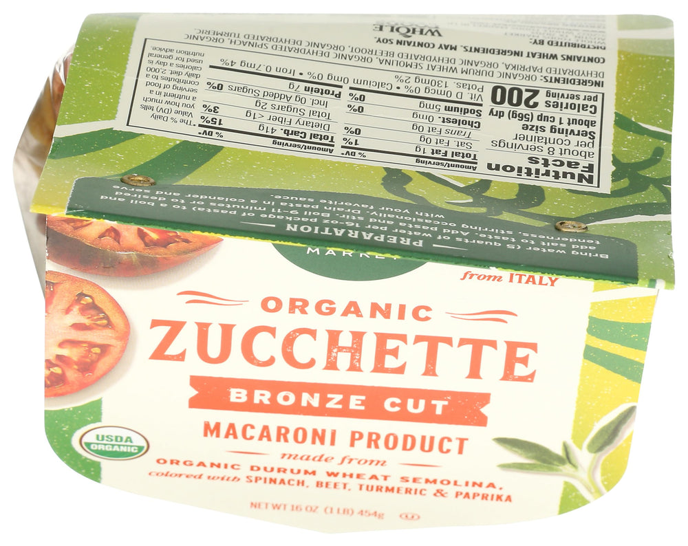 Whole Foods Market Zucchette Organic Pasta in a pot, cooking toward a quick sauce.