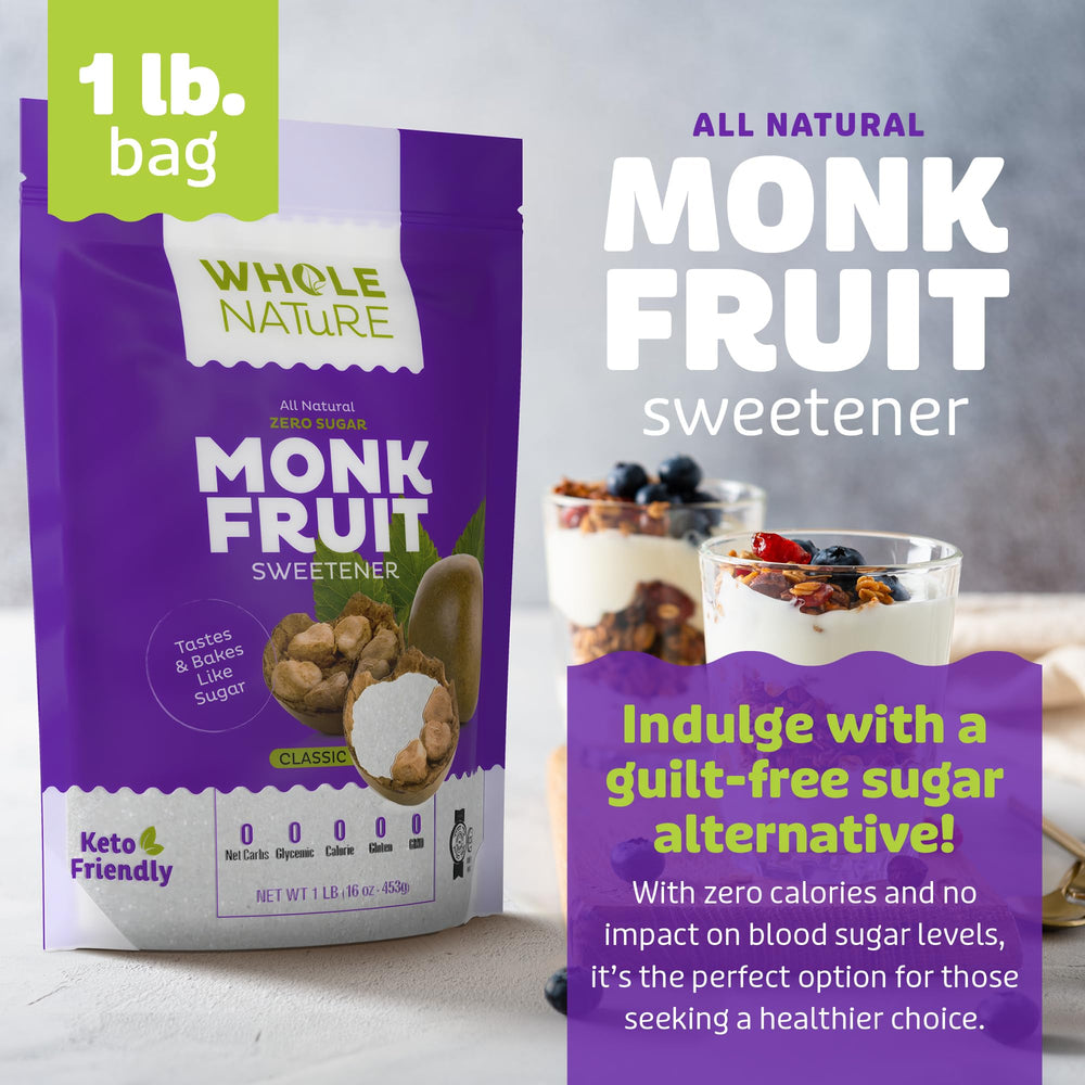 Whole Nature monk fruit sweetener granulated for coffee and tea sweetness