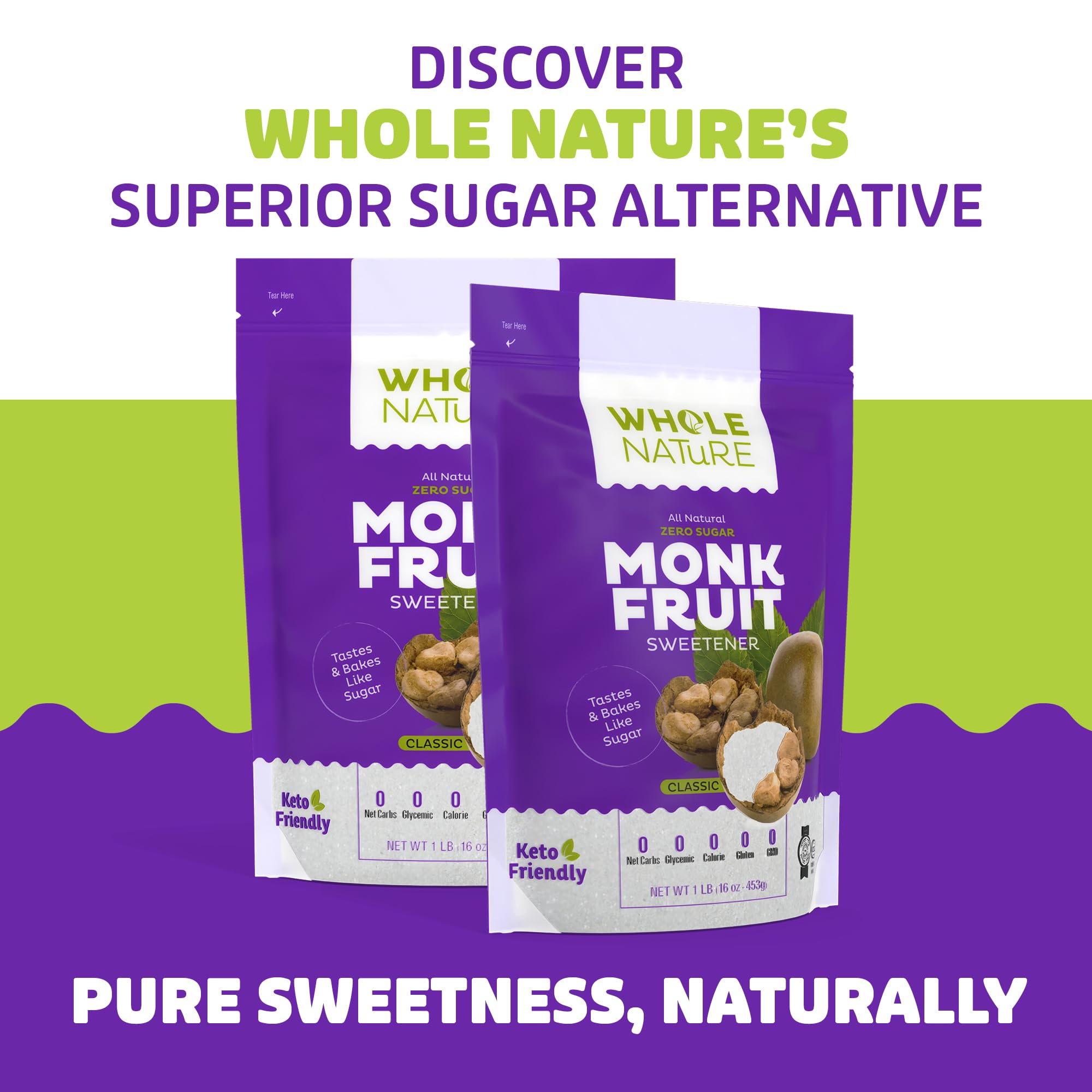 Whole Nature monk fruit sweetener keto-friendly zero calories for low-carb desserts