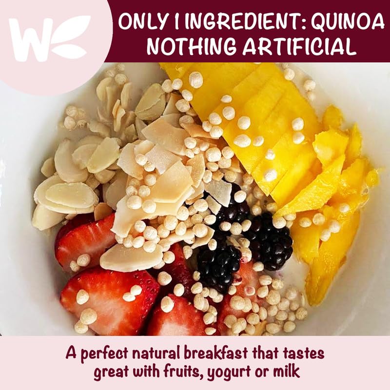 Wholefort puffed quinoa cereal on the go for a quick, allergen-free snack.