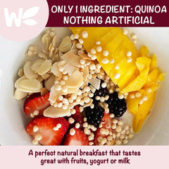 Wholefort puffed quinoa cereal on the go for a quick, allergen-free snack.
