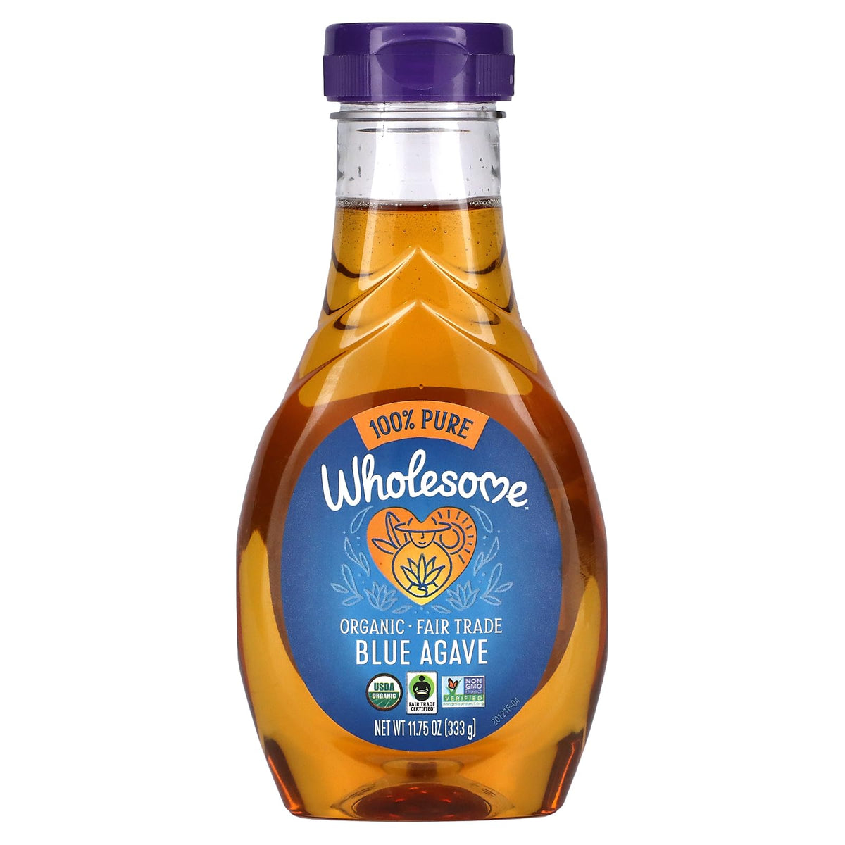 Wholesome Blue Agave Nectar bottle showcases premium natural sweetener ideal for cocktails and baking.