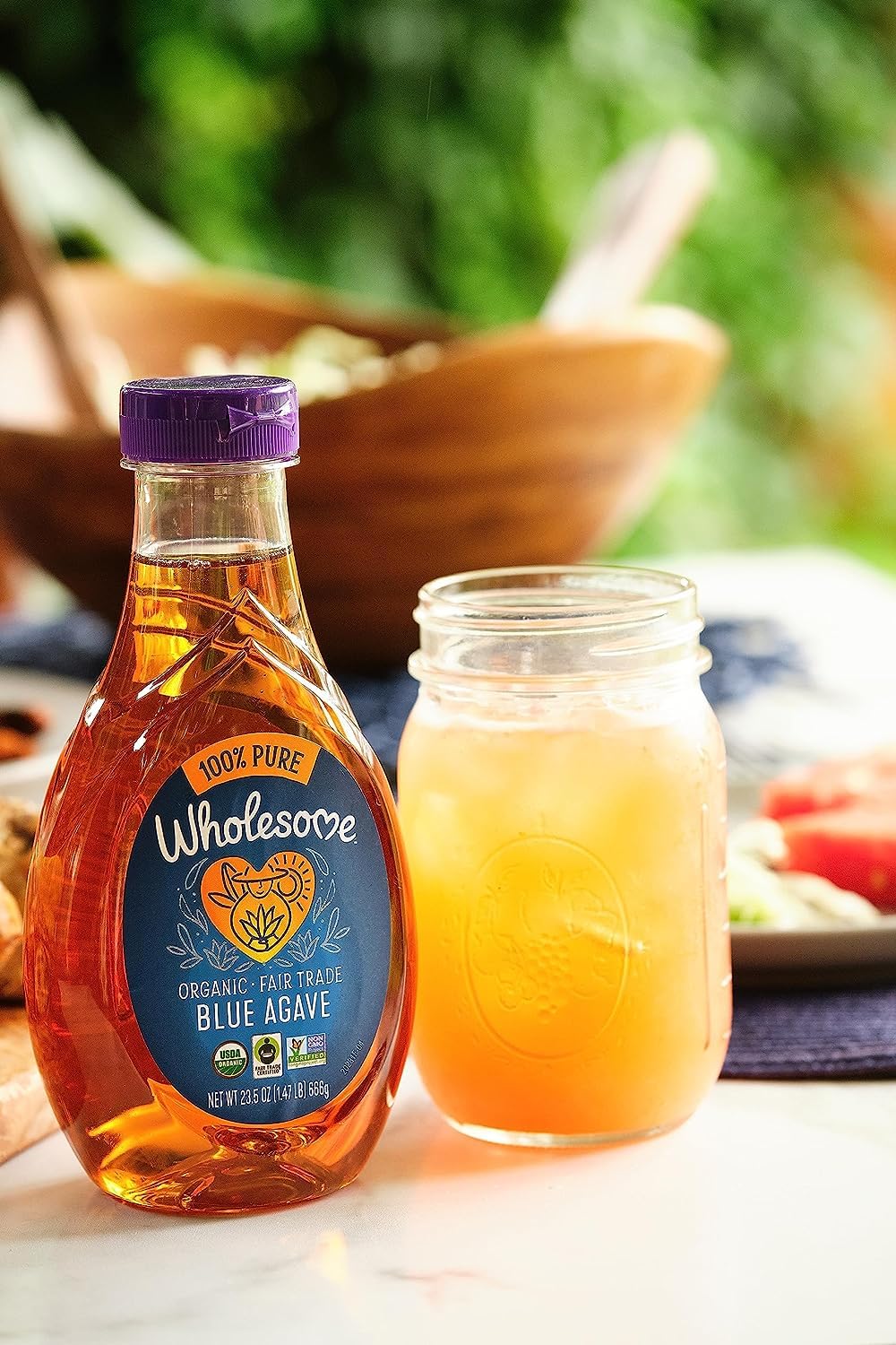Wholesome Blue Agave Nectar near cocktail, easy sweetener for beverages