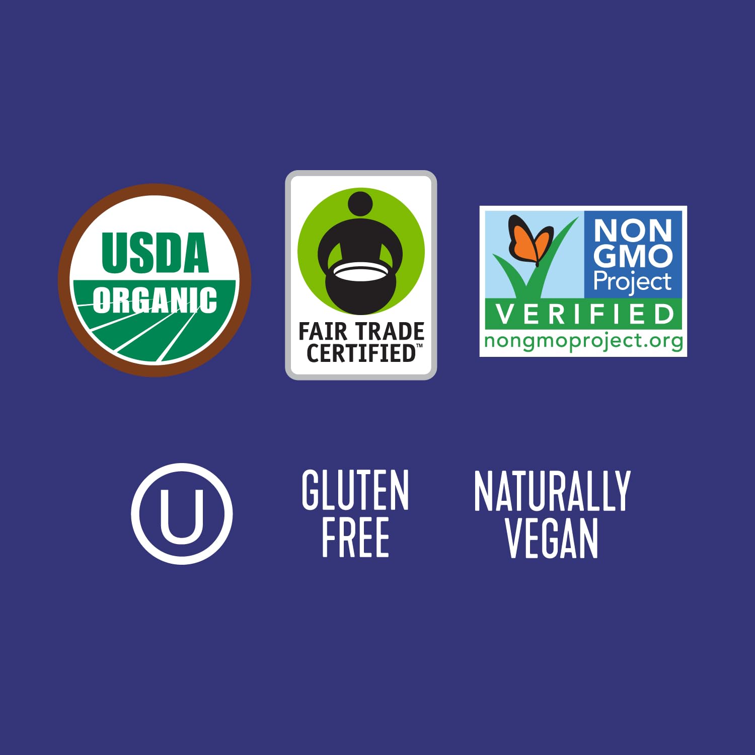 Wholesome gluten free vegan certifications label close up