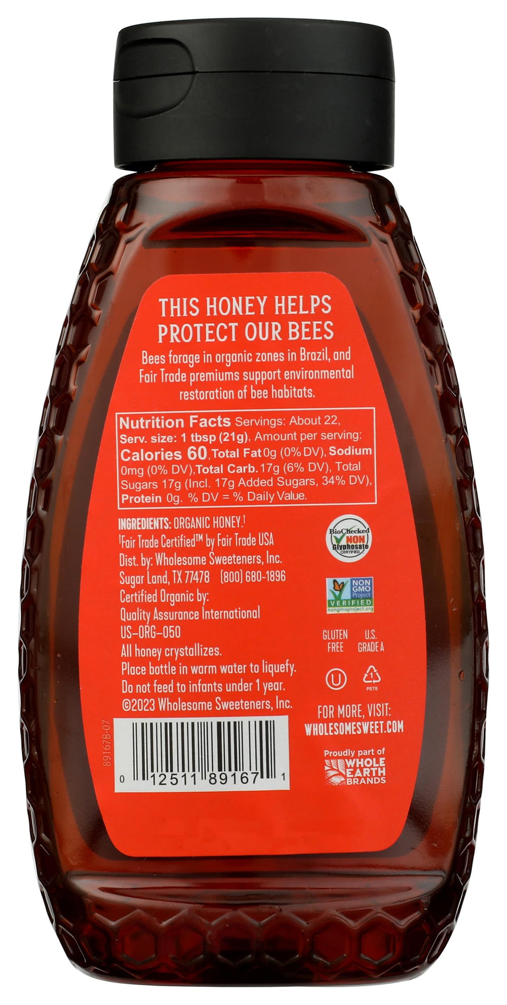 Wholesome honey bottle pour shows a smooth drizzle for yogurt.