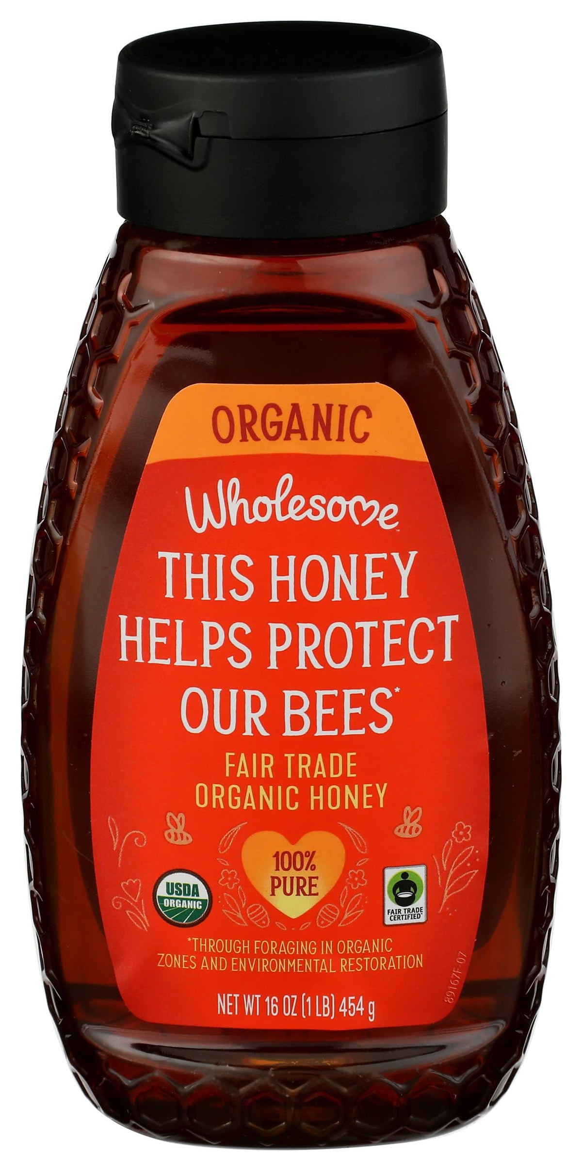 Wholesome honey bottle view ideal for tea and toast.