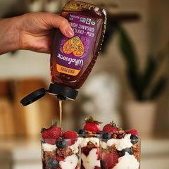 Wholesome honey topping on yogurt adds rich sweetness.