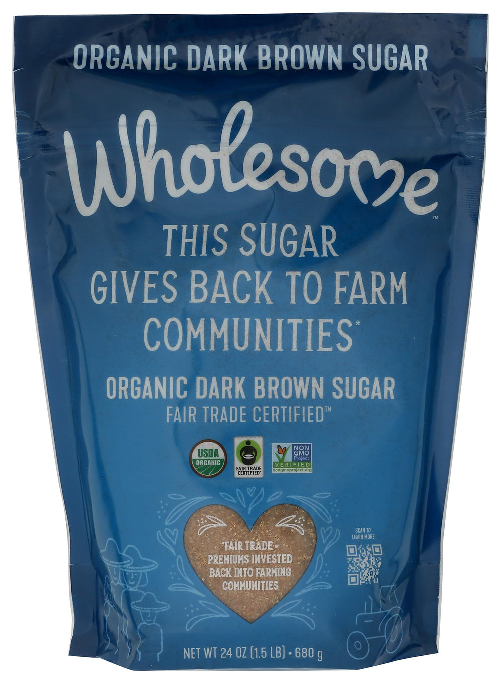 Wholesome Organic Dark Brown Sugar 24oz packaging, ideal for everyday baking.