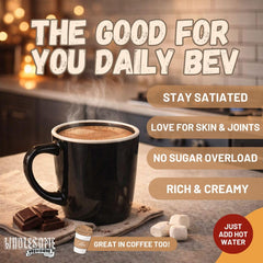 Wholesome Provisions kitchen setup showing quick-mix hot cocoa.