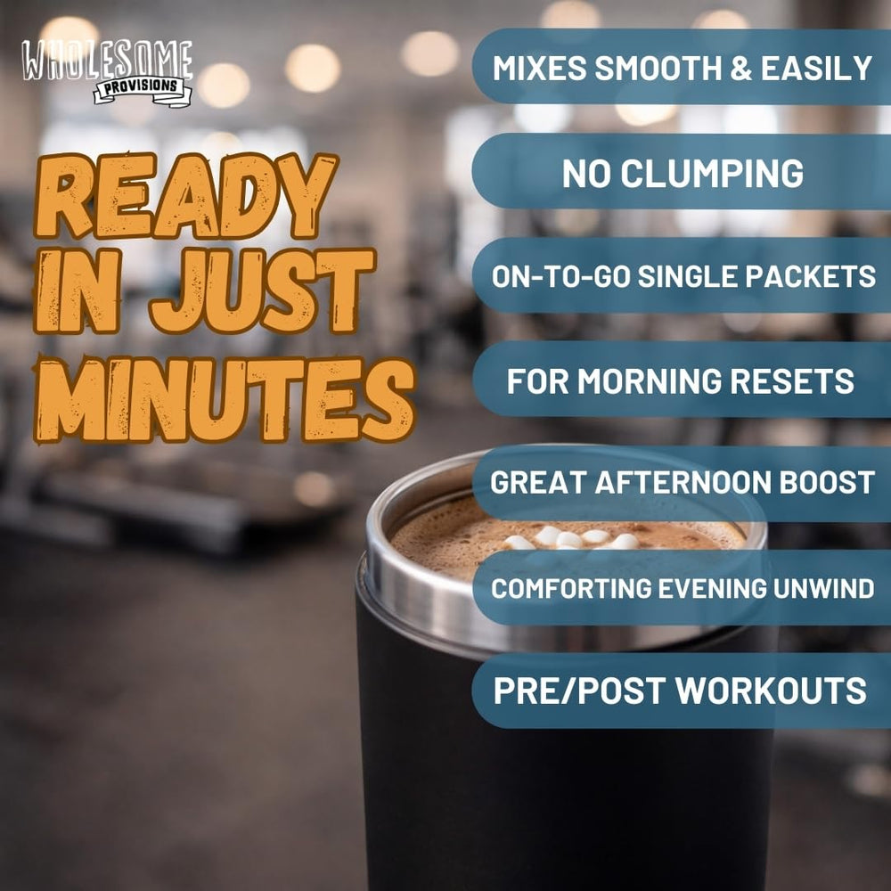 Wholesome Provisions Protein Hot Chocolate added to coffee for a protein boost