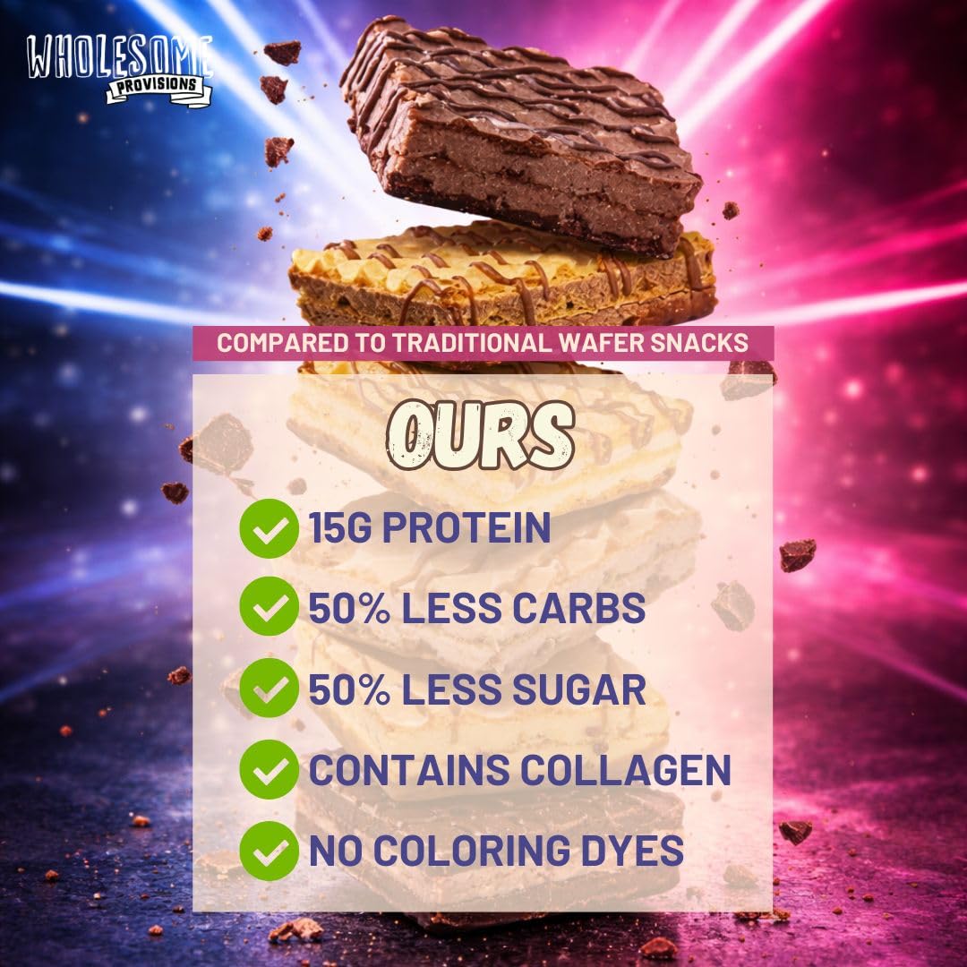 Wholesome Provisions Protein Wafer Squares variety box showcased for tasting