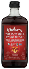 Wholesome Raw Blue Agave Nectar bottle pouring for coffee or tea, mess-free