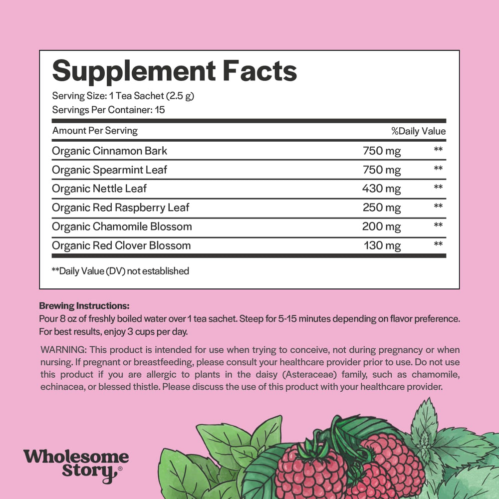 Wholesome Story 15 pyramid sachets pack highlights convenient, flavorful brewing.