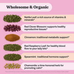 Wholesome Story Red Raspberry Leaf dried herbs show bright notes and nourishment.