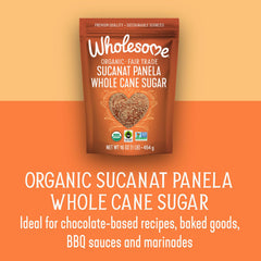 Wholesome Sucanat Panela granules closeup reveal deep color and wholesome flavor.