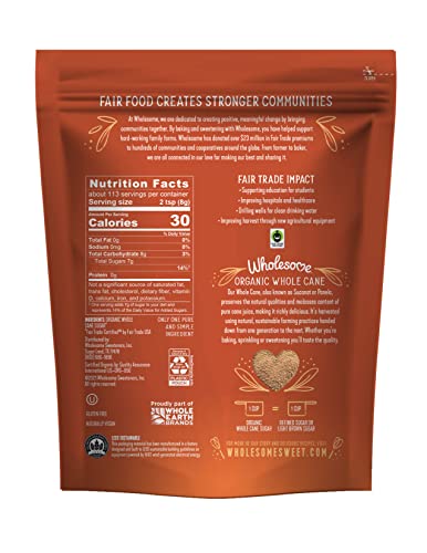 Wholesome Sucanat Panela pouring shows natural molasses-rich sugar for sweetening.