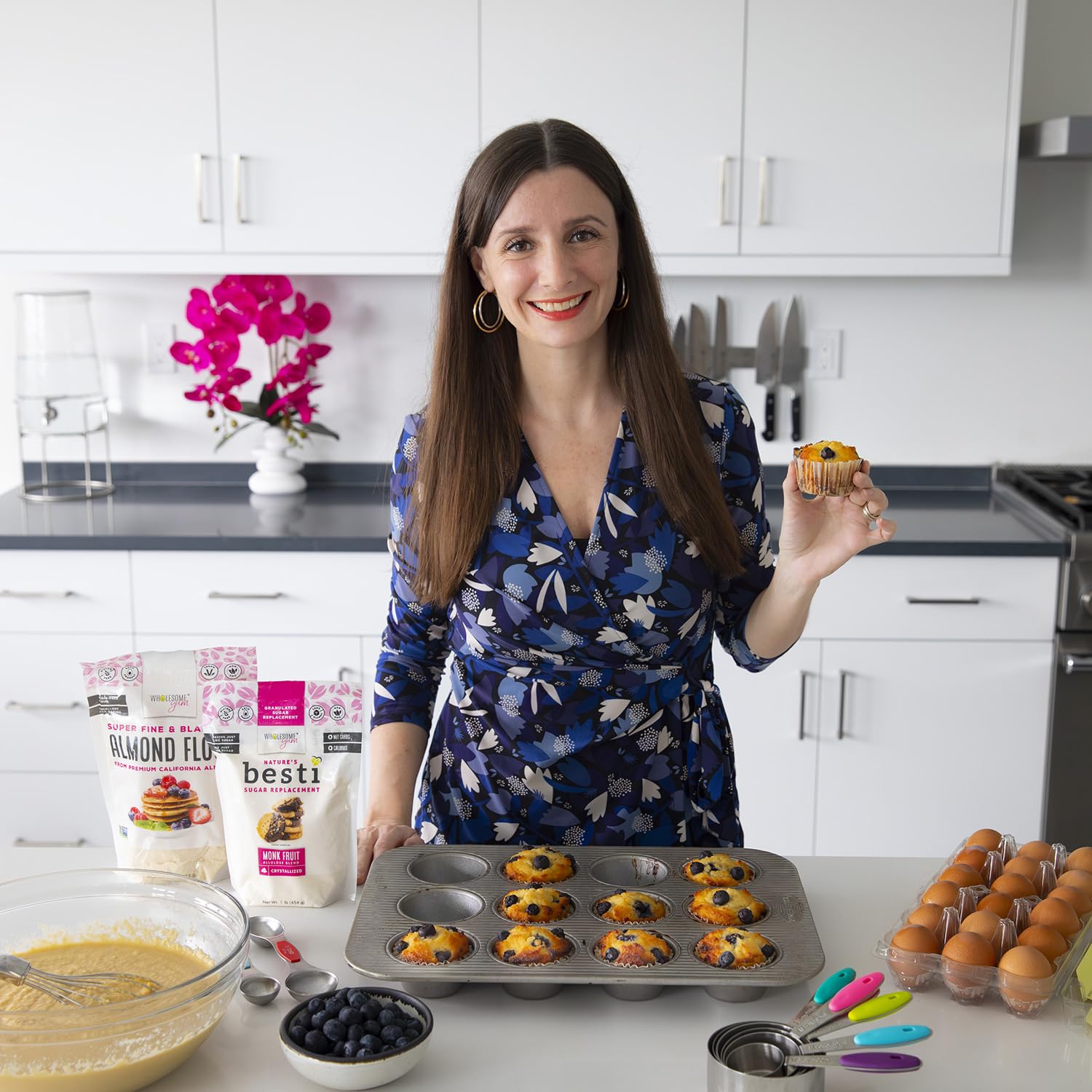 Wholesome Yum almond flour pancakes stack for light, fluffy breakfast