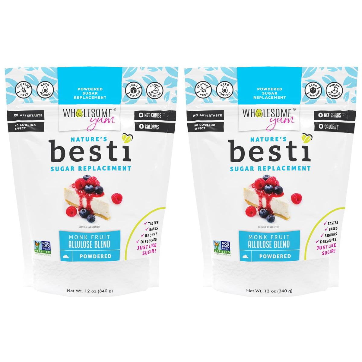Wholesome Yum Besti powdery sugar substitute pouring for smooth, sugar-free sweetness