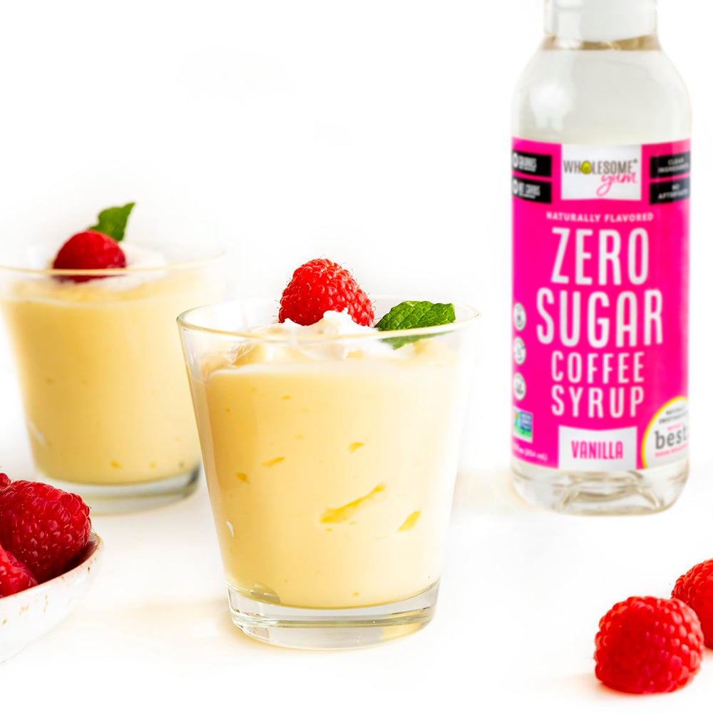 Wholesome Yum Zero Sugar Coffee Syrup vanilla glass versatile for desserts and drinks