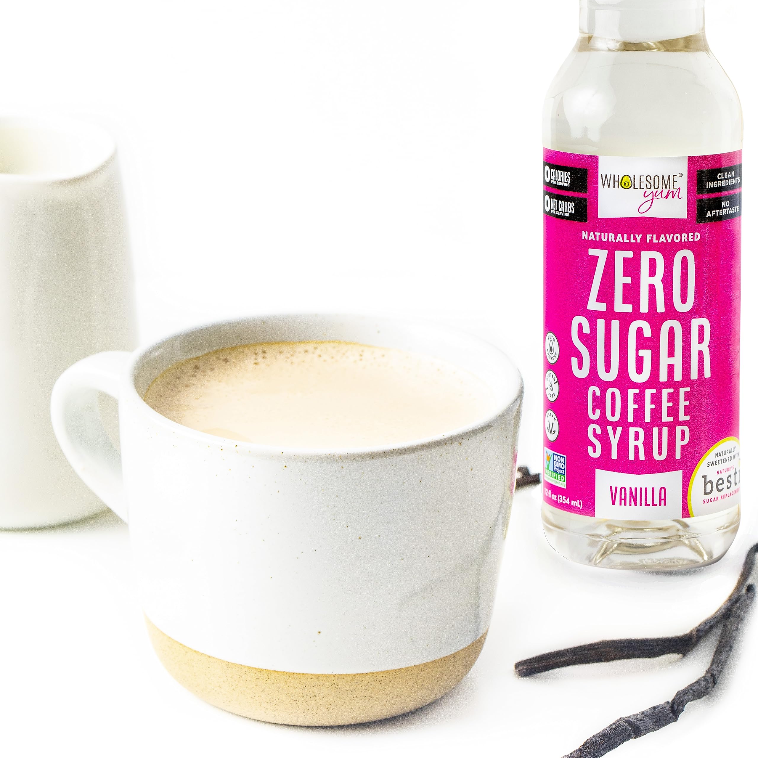 Wholesome Yum Zero Sugar Coffee Syrup vanilla ingredients with monk fruit and allulose