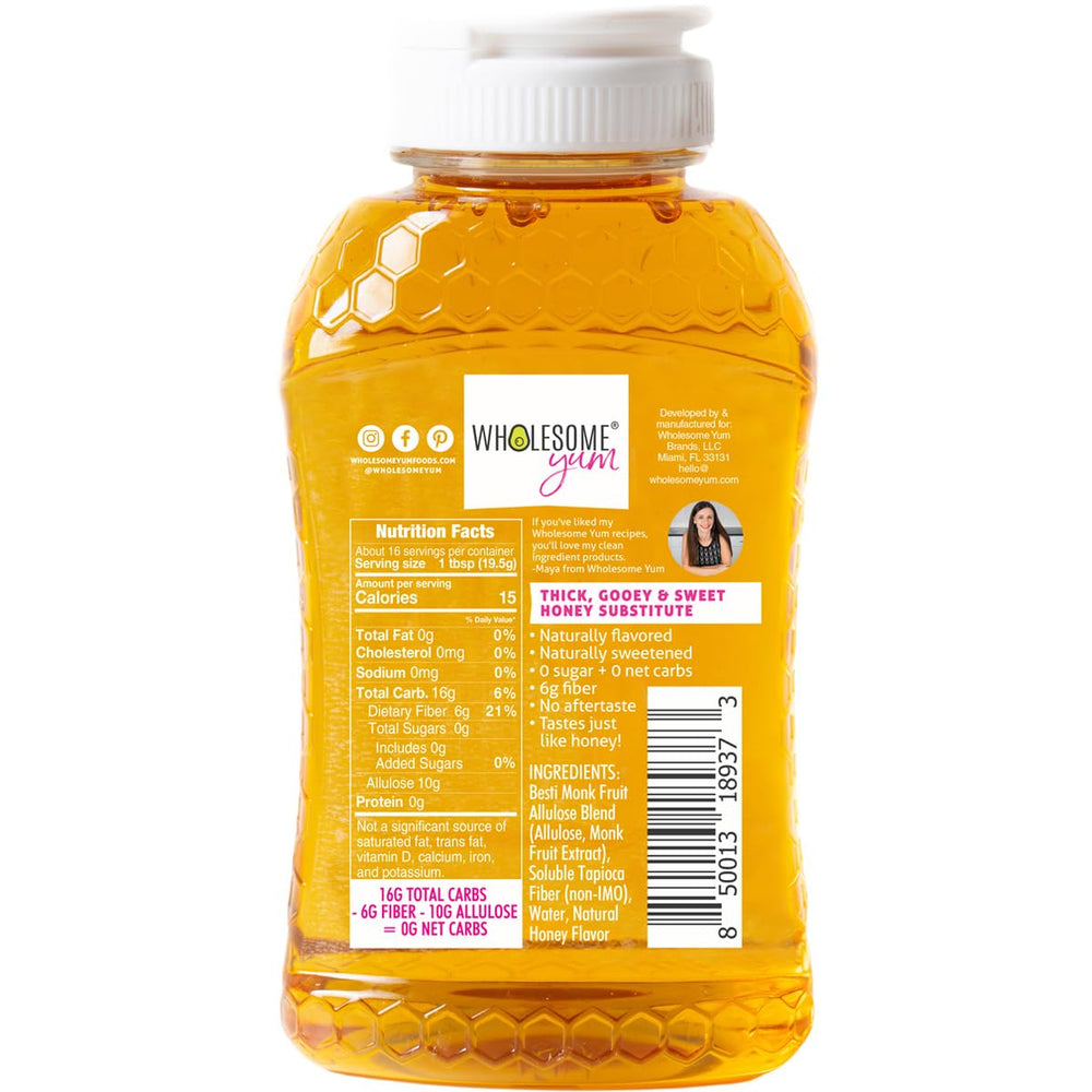 Wholesome Yum Zero Sugar Honey Substitute texture close-up, thick and honey-like.