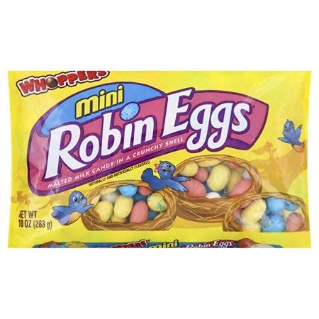 Whoppers Mini Robin Eggs in a 10-ounce bag, ideal for Easter baskets