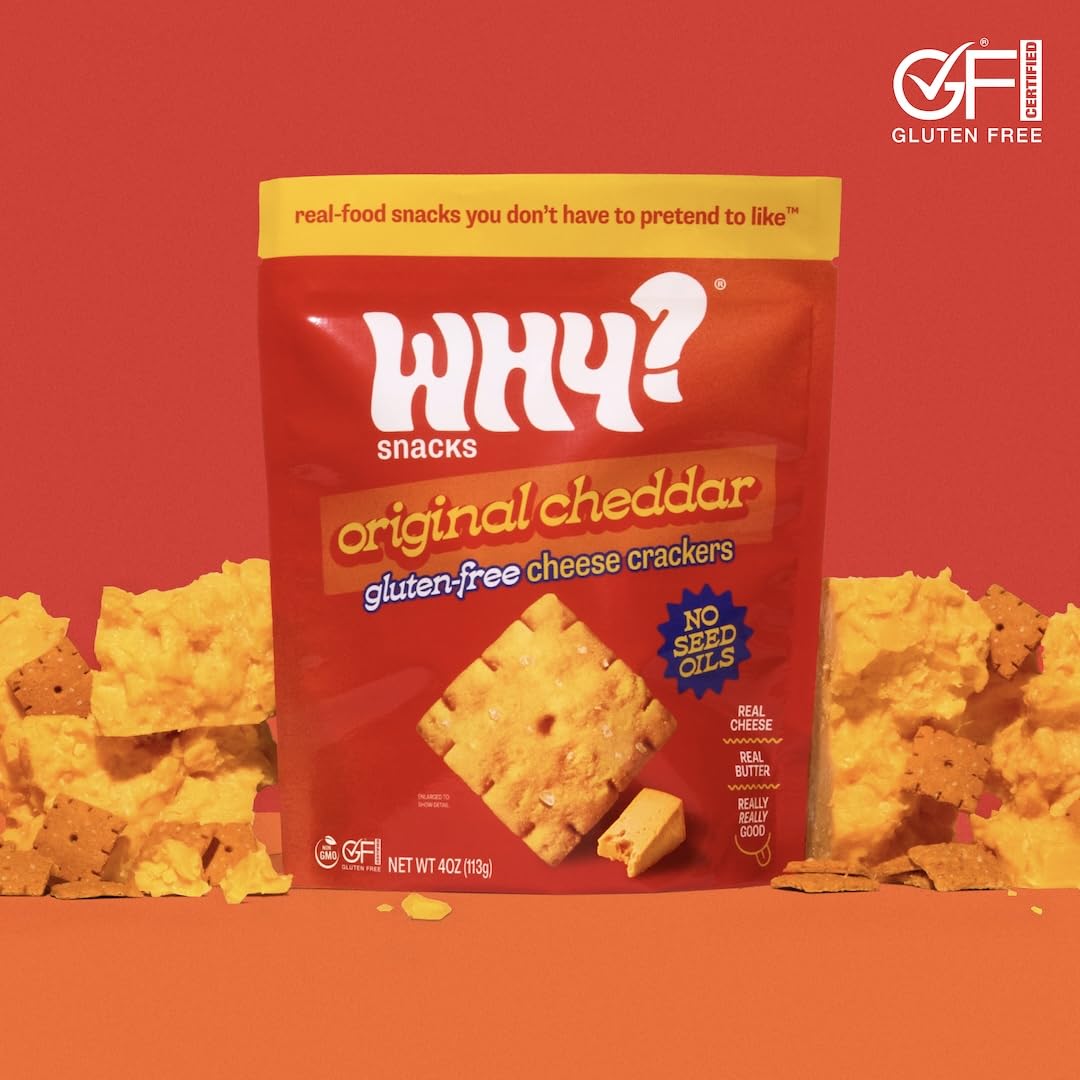 WHY? SNACKS organic cheddar and butter ingredients at a glance emphasize real cheese.
